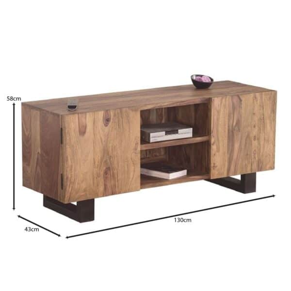 NELSON 'Επιπλο TV Μέταλλο Βαφή Μαύρο, Ξύλο Ακακία Φυσικό 130x43x58cm - Image 6