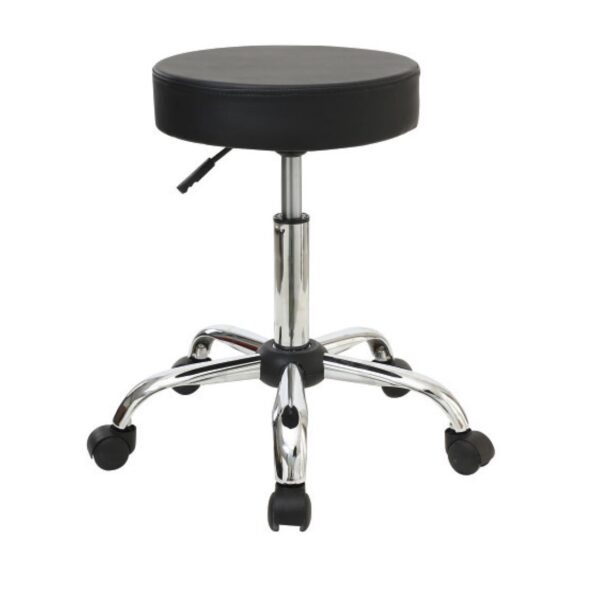 GLORY Σκαμπό, Βάση Χρώμιο, PU Μαύρο, Ρυθμιζόμενο Ύψος, Περιστρεφόμενο, Τροχήλατο Φ35 H.51/67cm - Image 6