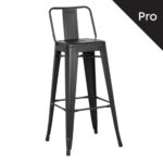 RELIX Σκαμπό Bar-Pro με Πλάτη, Μέταλλο Βαφή Μαύρο Matte 43x43x76/100cm - Image 8