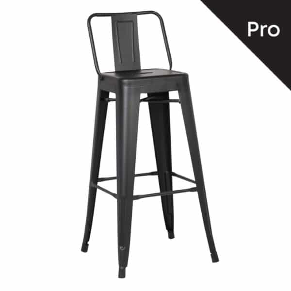 RELIX Σκαμπό Bar-Pro με Πλάτη, Μέταλλο Βαφή Μαύρο Matte 43x43x76/100cm - Image 8