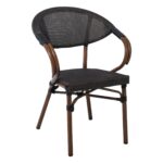 COSTA Πολυθρόνα Dining Αλουμινίου, Απόχρωση Καρυδί Textilene Μαύρο 58x57x83cm - Image 14