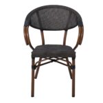 COSTA Πολυθρόνα Dining Αλουμινίου, Απόχρωση Καρυδί Textilene Μαύρο 58x57x83cm - Image 15