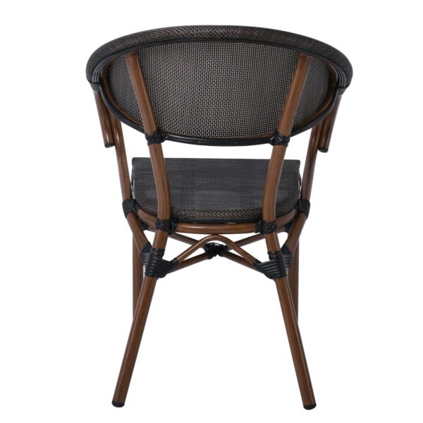 COSTA Πολυθρόνα Dining Αλουμινίου, Απόχρωση Καρυδί Textilene Μαύρο 58x57x83cm - Image 17