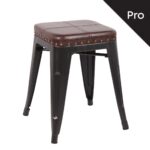 RELIX Σκαμπό-Pro, Στοιβαζόμενο, Μέταλλο Βαφή Antique Black, Pu Σκούρο Καφέ 39x39x45cm - Image 6