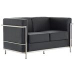 GENOVA Καναπές Σαλονιού Καθιστικού 2Θέσιος, Inox Pu Μαύρο 130x73x71cm - Image 8