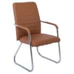 COLLET Πολυθρόνα Γραφείου Επισκέπτη Μέταλλο Χρώμιο, Pu Καφέ 54x60x96cm - Image 14