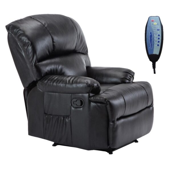 SPACE Πολυθρόνα Massage Σαλονιού - Καθιστικού PU Μαύρο 88x93x102cm - Image 8