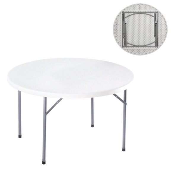 BLOW-R Τραπέζι Συνεδρίου Catering Πτυσσόμενο, Μέταλλο Βαφή Γκρι, HDPE Άσπρο 45mm Φ121cm H.72cm - Image 6