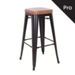 RELIX Σκαμπό Bar-Pro, Στοιβαζόμενο, Μέταλλο Βαφή Μαύρο Matte, Pu Camel 43x43x78cm - Image 6