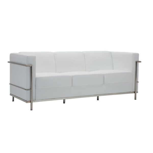 GENOVA Καναπές Σαλονιού Καθιστικού 3Θέσιος, Inox Pu Άσπρο 188x73x71cm - Image 8