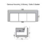 GENOVA Καναπές Σαλονιού Καθιστικού 3Θέσιος, Inox Pu Άσπρο 188x73x71cm - Image 9