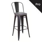 RELIX Σκαμπό Bar-Pro με Πλάτη, Μέταλλο Βαφή Μαύρο Matte, Pu Σκούρο Γκρι 43x48x78/114cm - Image 10