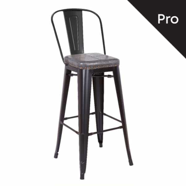 RELIX Σκαμπό Bar-Pro με Πλάτη, Μέταλλο Βαφή Μαύρο Matte, Pu Σκούρο Γκρι 43x48x78/114cm - Image 10