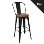 RELIX Σκαμπό Bar-Pro με Πλάτη, Μέταλλο Βαφή Μαύρο Matte, Pu Camel 43x48x78/114cm - Image 10