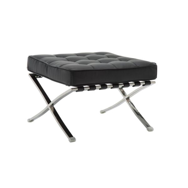 BARCELONA τ. Σκαμπό - Υποπόδιο, Βάση Inox, Pu Μαύρο 61x61x43cm - Image 6