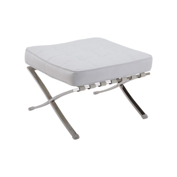 BARCELONA τ. Σκαμπό - Υποπόδιο, Βάση Inox, Pu Άσπρο 61x61x43cm - Image 6