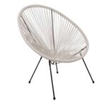 ACAPULCO Πολυθρόνα Μέταλλο Βαφή Μαύρο, Rattan Άσπρο 70x69x81cm - Image 2