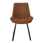 MATT Καρέκλα Τραπεζαρίας Μέταλλο Βαφή Μαύρο, Ύφασμα Suede Καφέ 55x61x88cm - Image 15