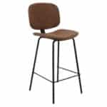 BARLEY Σκαμπό ΒAR με Πλάτη, Μέταλλο Βαφή Μαύρο, PU Απόχρωση Vintage Brown 43x49x70/102cm - Image 8