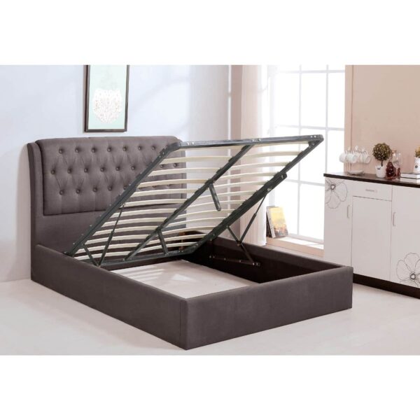 MAXWELL Κρεβάτι Διπλό με Χώρο Αποθήκευσης, για Στρώμα 160x200cm, Ύφασμα Σκούρο Καφέ 166x221x104cm - Image 6