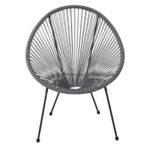 ACAPULCO Πολυθρόνα Μέταλλο Βαφή Μαύρο, Rattan Γκρι 73x76x89cm - Image 15