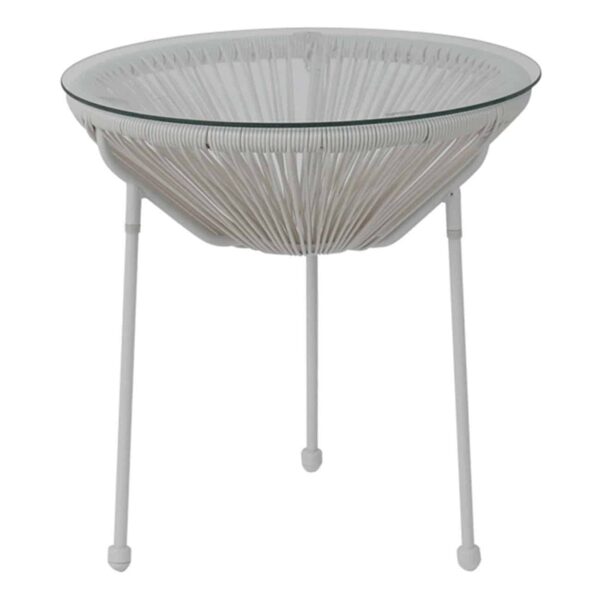ACAPULCO Τραπεζάκι Μέταλλο Βαφή Άσπρο, Rattan Άσπρο Φ50cm H.50cm - Image 2
