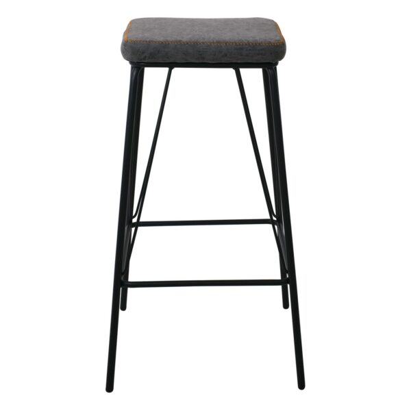 PANTON Σκαμπό BAR, Μέταλλο Βαφή Μαύρο, PU Απόχρωση Vintage Grey 43x43x76cm - Image 12