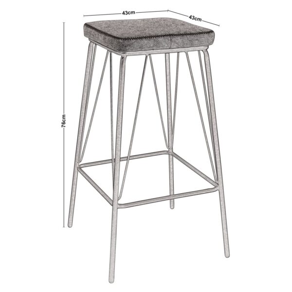 PANTON Σκαμπό BAR, Μέταλλο Βαφή Μαύρο, PU Απόχρωση Vintage Brown 43x43x76cm - Image 11