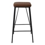 PANTON Σκαμπό BAR, Μέταλλο Βαφή Μαύρο, PU Απόχρωση Vintage Brown 43x43x76cm - Image 12