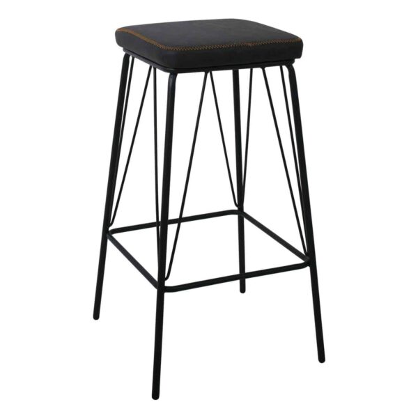 PANTON Σκαμπό BAR, Μέταλλο Βαφή Μαύρο, PU Απόχρωση Vintage Black 43x43x76cm - Image 10