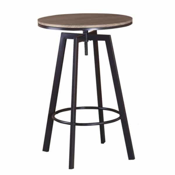YORK Τραπέζι BAR Μέταλλο Βαφή Σκούρο Καφέ - Καρυδί 63x63x94/104cm Επιφάνεια:Φ60cm - Image 8
