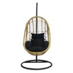 SALSA Κρεμαστή Πολυθρόνα, Wicker Φυσικό, Μέταλλο Βαφή Μαύρο, Μαξιλάρι Μαύρο Φ105x203cm - Image 8