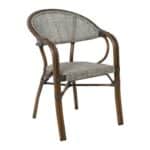 VEGERA Πολυθρόνα Dining Αλουμίνιο Βαφή Καρυδί Textilene Μπεζ, Στοιβαζόμενη 57x58x83cm - Image 14