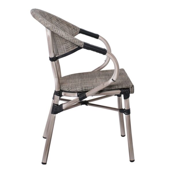 COSTA Πολυθρόνα Dining Αλουμινίου, Απόχρωση Antique Grey - Textilene Μπεζ 58x57x83cm - Image 16