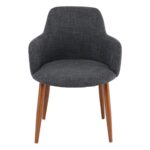 SOUL Πολυθρόνα Τραπεζαρίας Σαλονιού Κουζίνας, Μέταλλο Βαφή Καρυδί, Ύφασμα Γκρι 57x60x78cm - Image 15