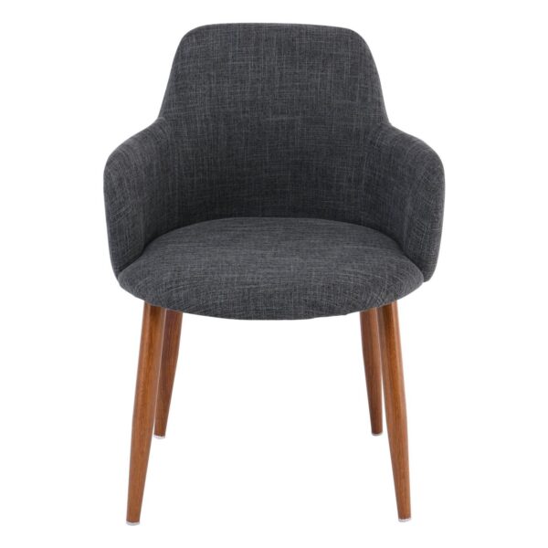 SOUL Πολυθρόνα Τραπεζαρίας Σαλονιού Κουζίνας, Μέταλλο Βαφή Καρυδί, Ύφασμα Γκρι 57x60x78cm - Image 15