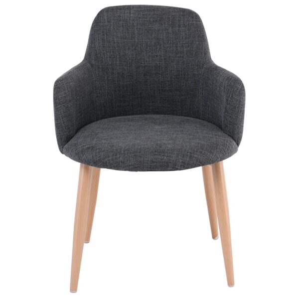 SOUL Πολυθρόνα Τραπεζαρίας Σαλονιού - Κουζίνας, Μέταλλο Βαφή Φυσικό, Ύφασμα Γκρι 57x60x78cm - Image 15