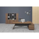 PROLINE Γραφείο Αριστερή Γωνία Απόχρωση Καρυδί Δρυς - Μαύρο 200x90/200x50 H.76/63cm - Image 8