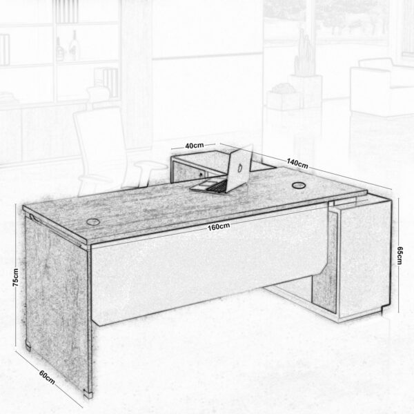 PROJECT Γραφείο Αριστερή Γωνία Απόχρωση Sonoma - Γκρι 160x60/140x40cm H.75/65cm - Image 9