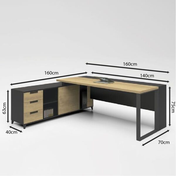 PROJECT Γραφείο Γωνία Αναστρέψιμη Απόχρωση Sonoma - Γκρι 160x70/160x40 (H.75/63)cm - Image 9
