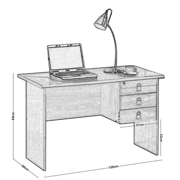 SIGNAL Γραφείο με 3 Συρτάρια Απόχρωση Sonoma 120x60x75cm - Image 9