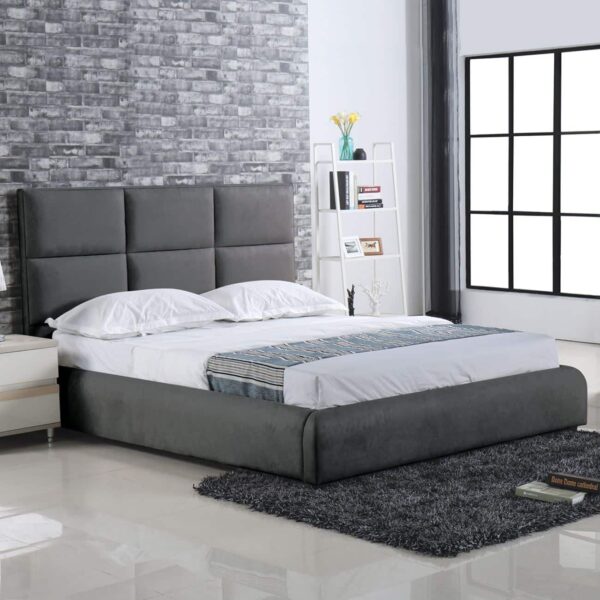 MAXIM Κρεβάτι Διπλό, για Στρώμα 160x200cm, Ύφασμα Σκούρο Γκρι 183x220x121cm - Image 6