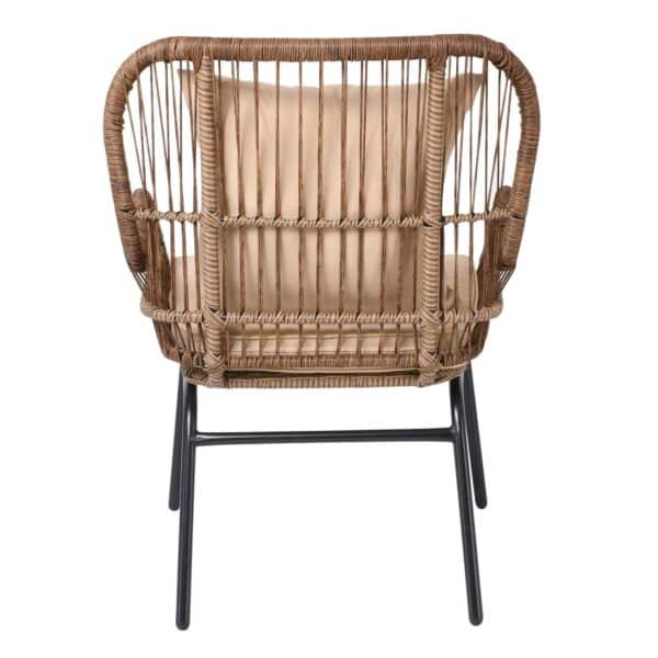 SALSA MAX Πολυθρόνα Μέταλλο Βαφή Μαύρο, Wicker Φυσικό, Μαξιλάρι Μπεζ 64x69x89cm - Image 19