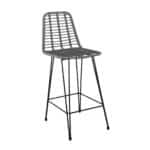 SALSA Σκαμπό BAR-Pro με Πλάτη, Μέταλλο Βαφή Μαύρο, Wicker Γκρι 45x55x75/113cm - Image 8