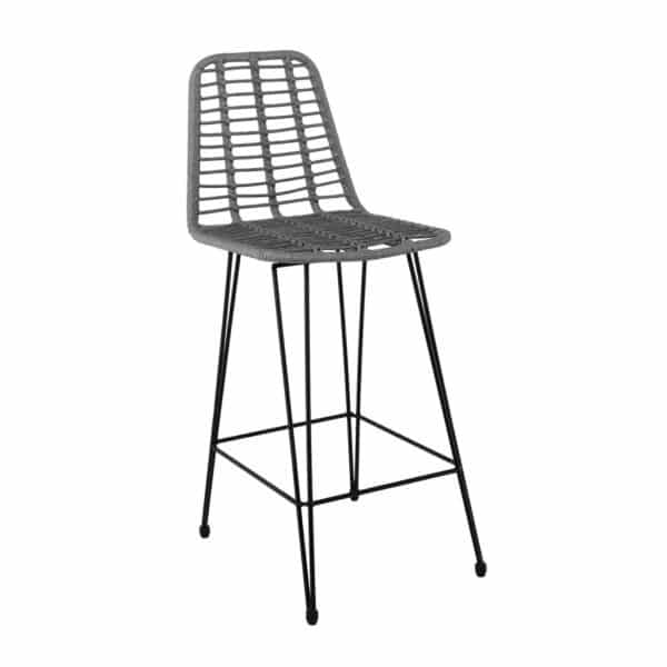 SALSA Σκαμπό BAR-Pro με Πλάτη, Μέταλλο Βαφή Μαύρο, Wicker Γκρι 45x55x75/113cm - Image 8