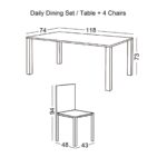 DAILY Set Τραπεζαρία Ξύλινη Σαλονιού - Κουζίνας: Τραπέζι + 4 Καρέκλες / Άσπρο - Φυσικό Table:118x74x73 Chair:43x48x94 - Image 12