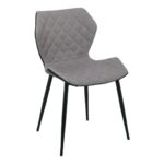 DAVID Καρέκλα Τραπεζαρίας Κουζίνας, Μέταλλο Βαφή Μαύρο PU Μαύρο, Ύφασμα Cappuccino 48x51x78cm - Image 14