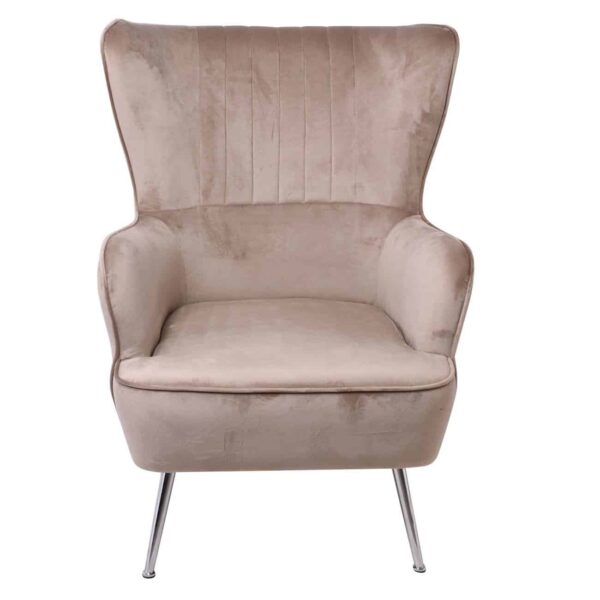 CROMA Πολυθρόνα - Μπερζέρα Σαλονιού - Καθιστικού, Ύφασμα Ανοιχτό Καφέ Velure 76x80x104cm - Image 15