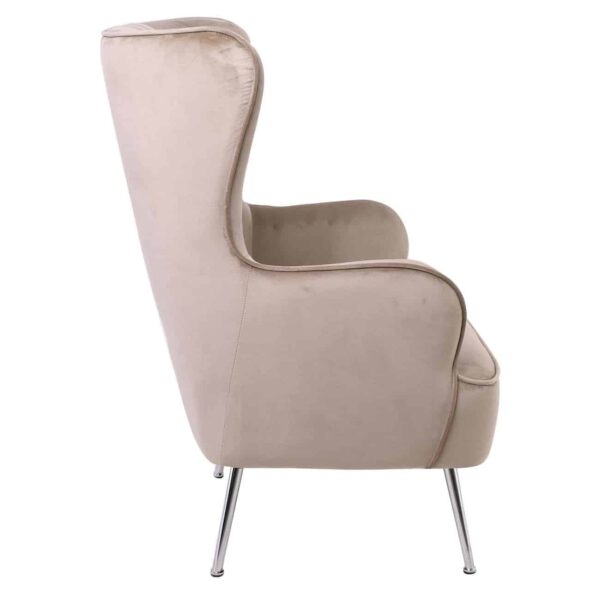 CROMA Πολυθρόνα - Μπερζέρα Σαλονιού - Καθιστικού, Ύφασμα Ανοιχτό Καφέ Velure 76x80x104cm - Image 16