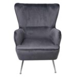CROMA Πολυθρόνα - Μπερζέρα Σαλονιού - Καθιστικού, Ύφασμα Γκρι Velure 76x80x104cm - Image 15